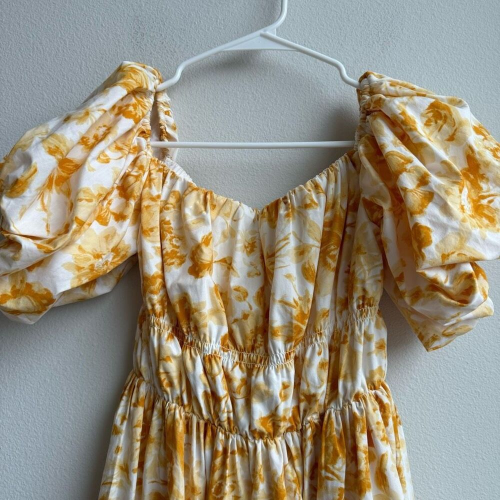 Abercrombie & Fitch Yellow Floral Off The Shoulder Prep Mini Dress Size Medium - Picture 4 of 8